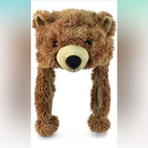 Puzzled Brown Moose Plush Hat Super Soft Warm Hat with Ear Flaps, Cozy fleece